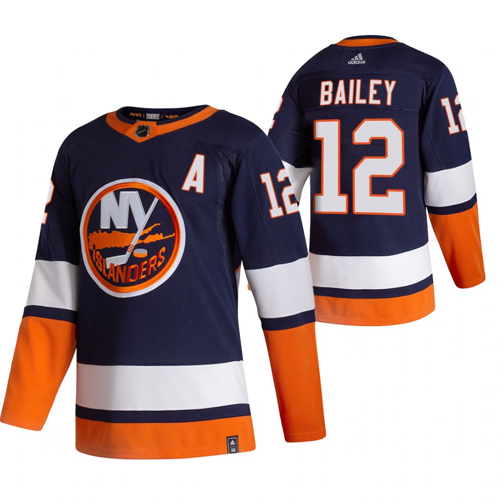 2021 Adidias New York Islanders #12 Josh Bailey Navy Blue Men Reverse Retro Alternate NHL Jersey